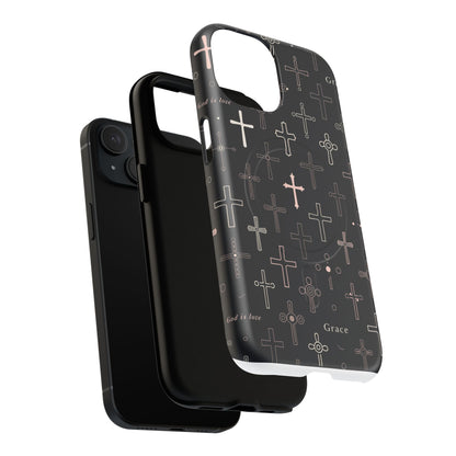 Magnetic Phone Case — Black Crosses "Grace" Protective Cover