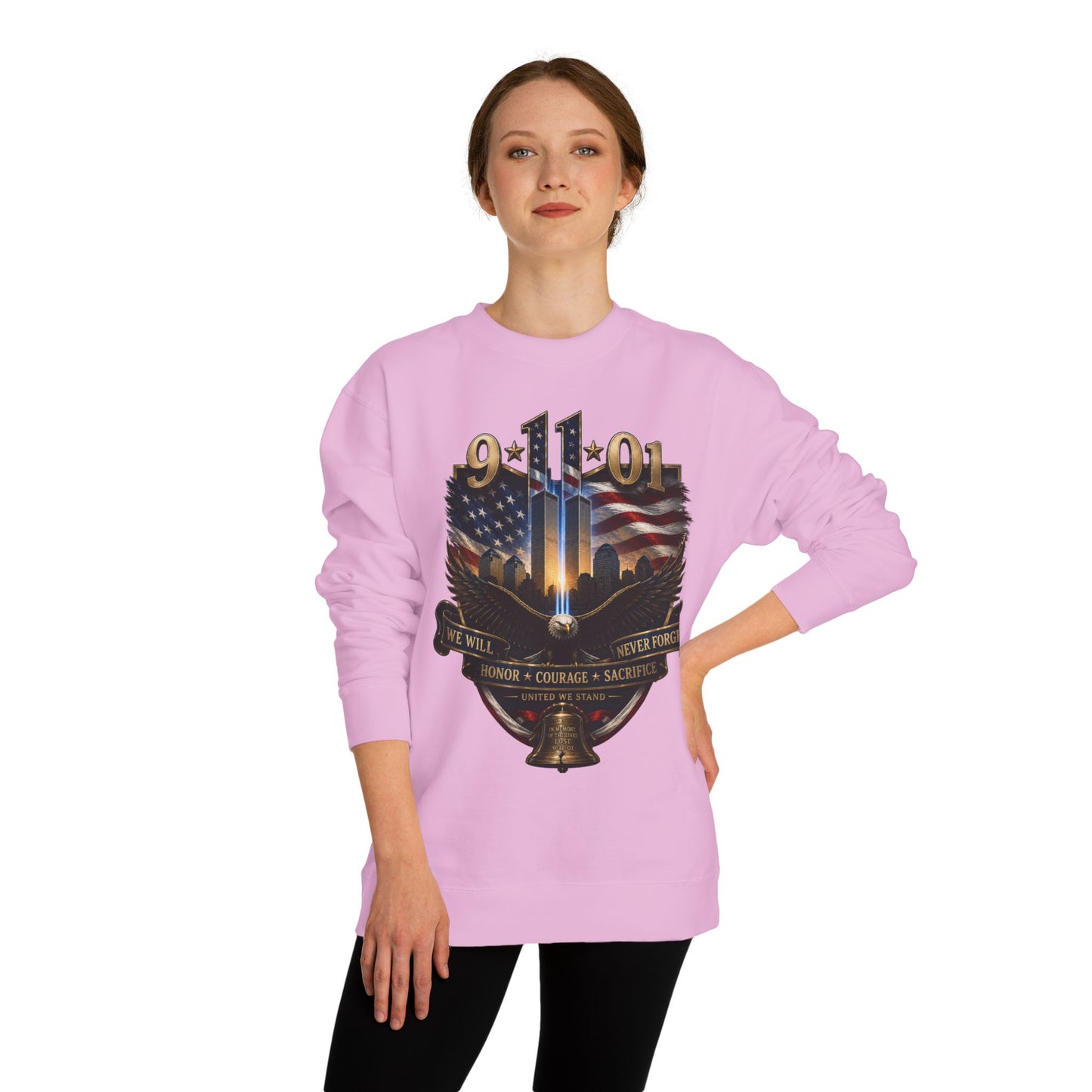 9/11 Memorial Sweatshirt — We Will Never Forget Tribute Crewneck