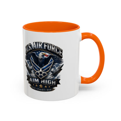 U.S. Air Force Accent Coffee Mug — Aim High Eagle Design (11/15 oz)