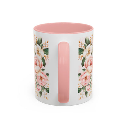 Mom Floral Accent Coffee Mug — Pink Roses Mother's Day Gift (11/15oz)
