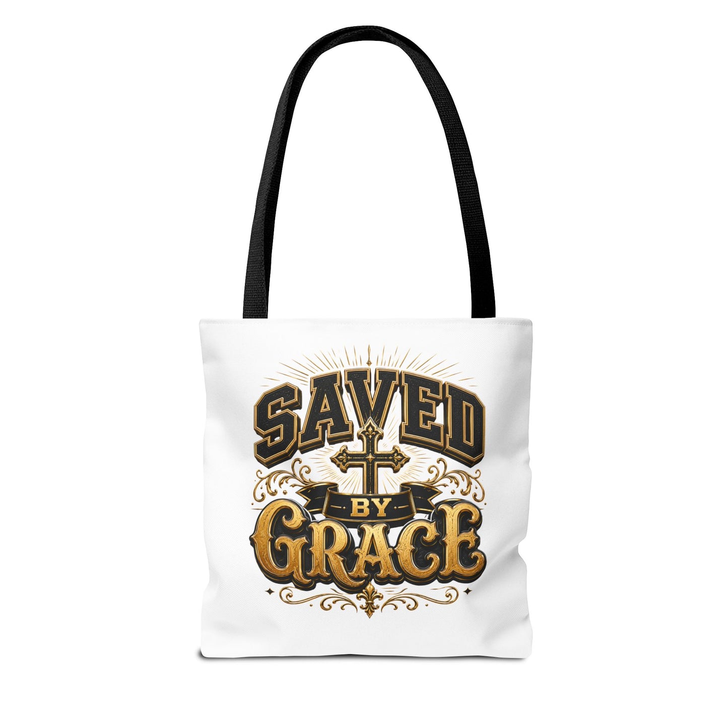 Saved by Grace Tote Bag – Christian Cross Inspirational Canvas Tote