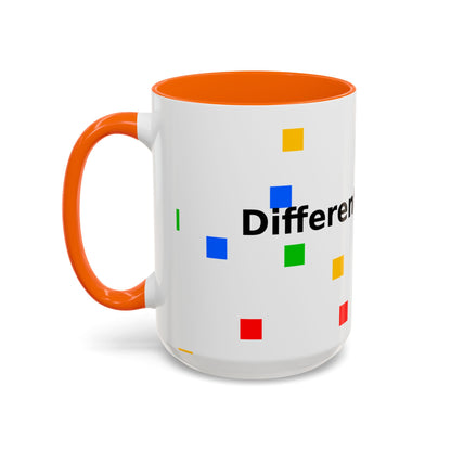 Accent Coffee Mug — 'Different Not Less' Pride-Inclusive Color Block Design (11/15oz)