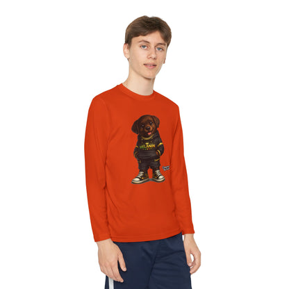 Youth Long Sleeve Tee — Cute Rottweiler Pup Graphic "Melanin" Hoodie Design