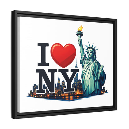 I Love NY Statue of Liberty Matte Framed Canvas