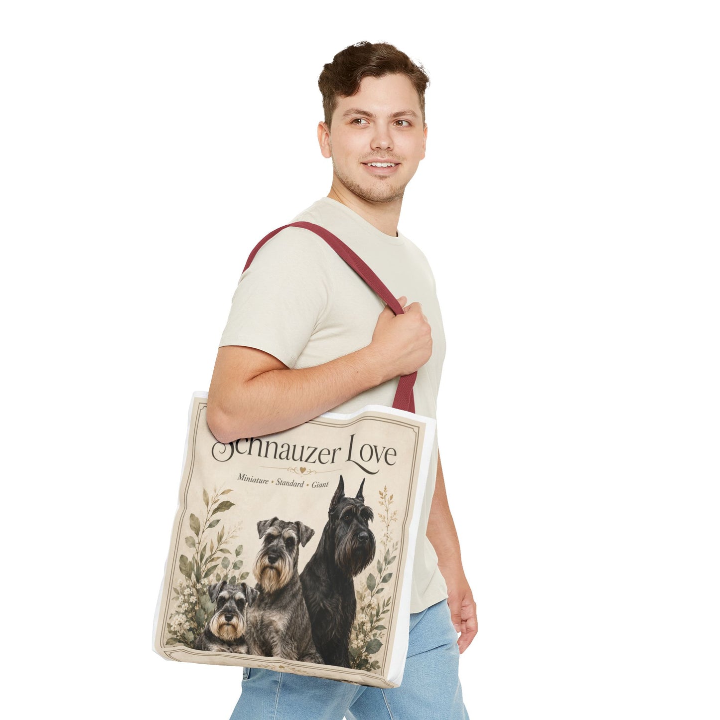Schnauzer Love Tote Bag — Illustrated Dog Portraits, Miniature Standard Giant
