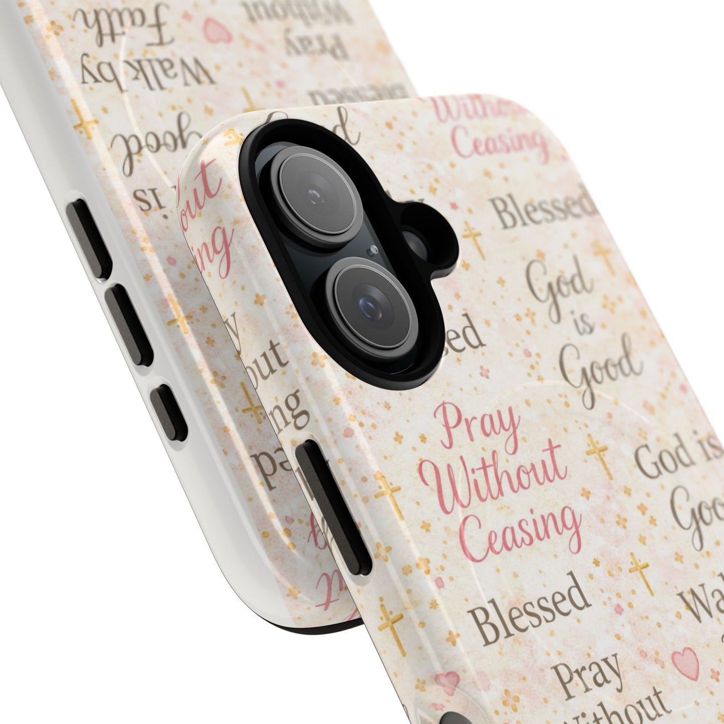 Christian Faith Magnetic Phone Case — "Pray Without Ceasing" Patterned Tough Case