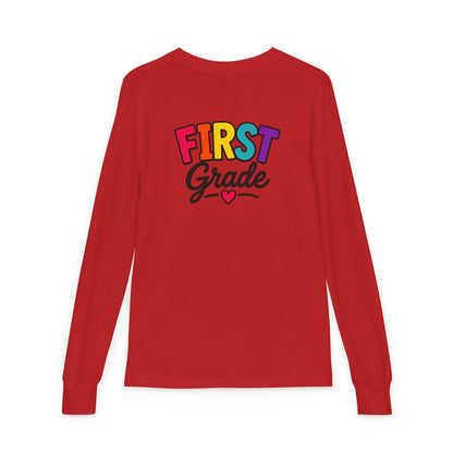 First Grade Kids Long Sleeve Tee — Colorful Back-to-School Shirt