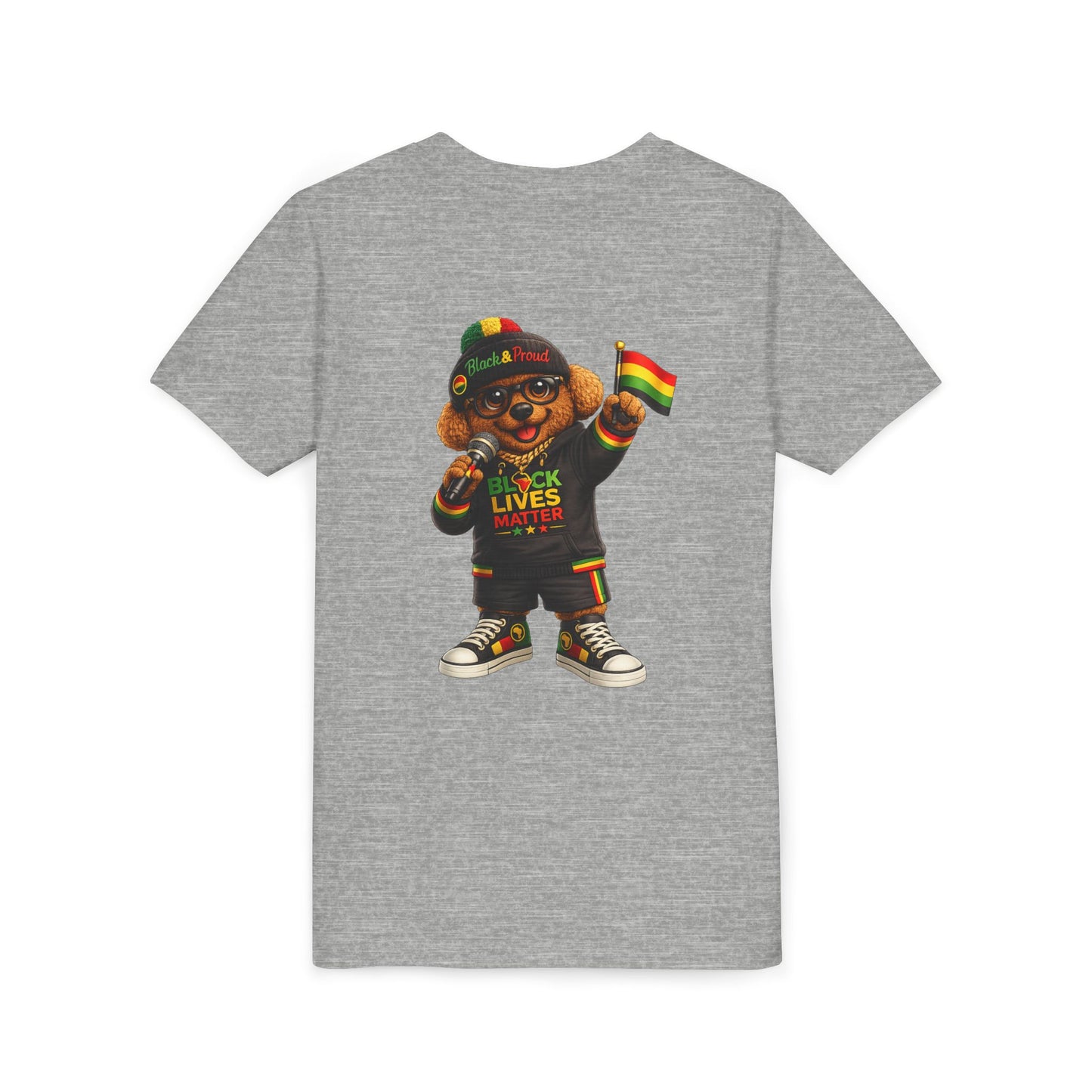 Youth Tee — Kid Bear Black Lives Matter Rasta Flag Shirt