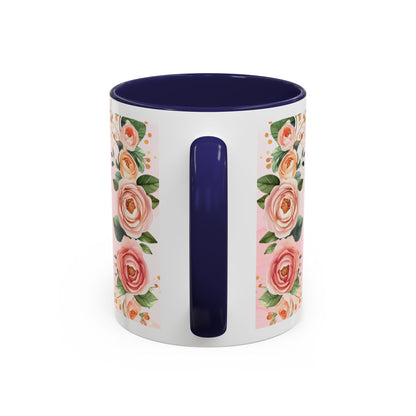 Mom Floral Accent Coffee Mug – Pink Rose Mother's Day Gift (11/15 oz)