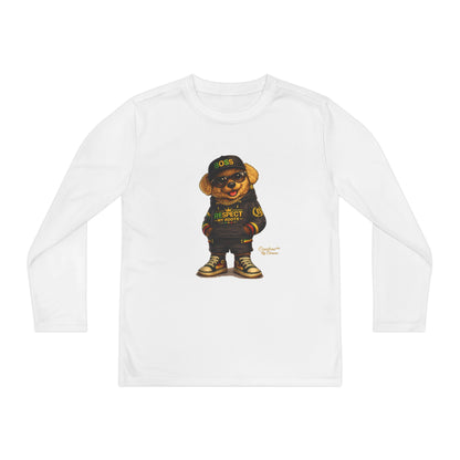 Youth Long Sleeve Tee — Streetwear Bear Graphic, 'Respect' Hip-Hop Kids Shirt