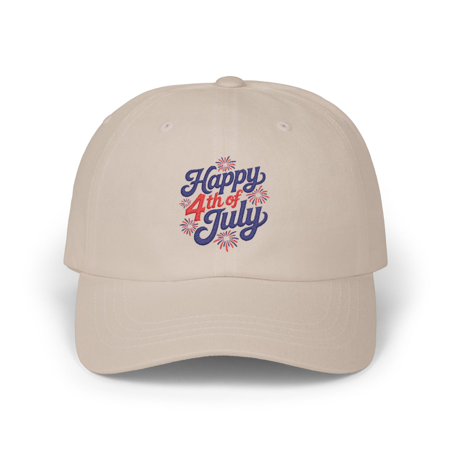 Dad Cap — "Happy 4th of July" Embroidered Patriotic Baseball Hat