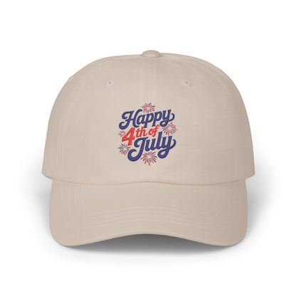 Dad Cap — "Happy 4th of July" Embroidered Patriotic Baseball Hat