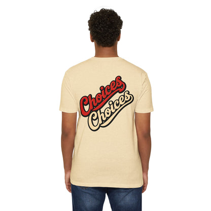 Choices Script T-Shirt — Retro Double-Word Graphic Tee