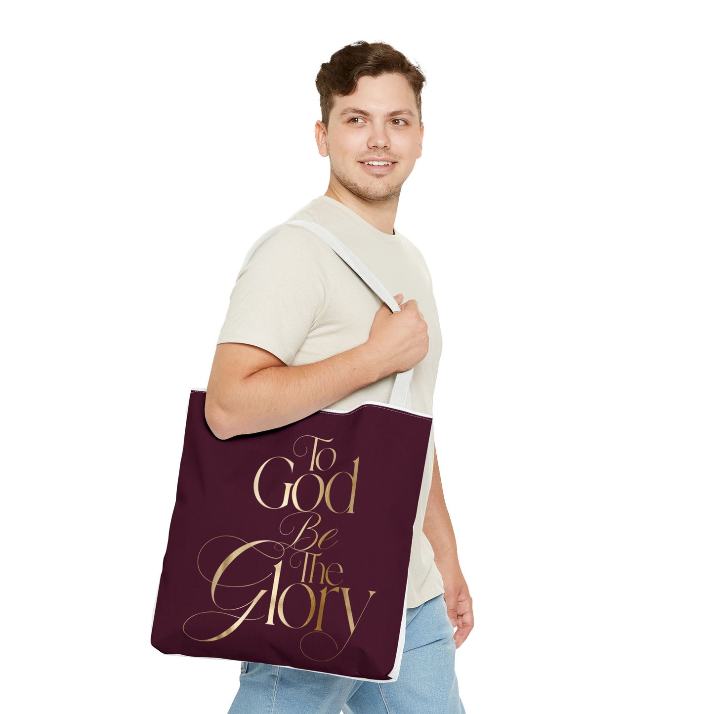 To God Be The Glory Burgundy Tote Bag — Inspirational Christian Scripture Tote