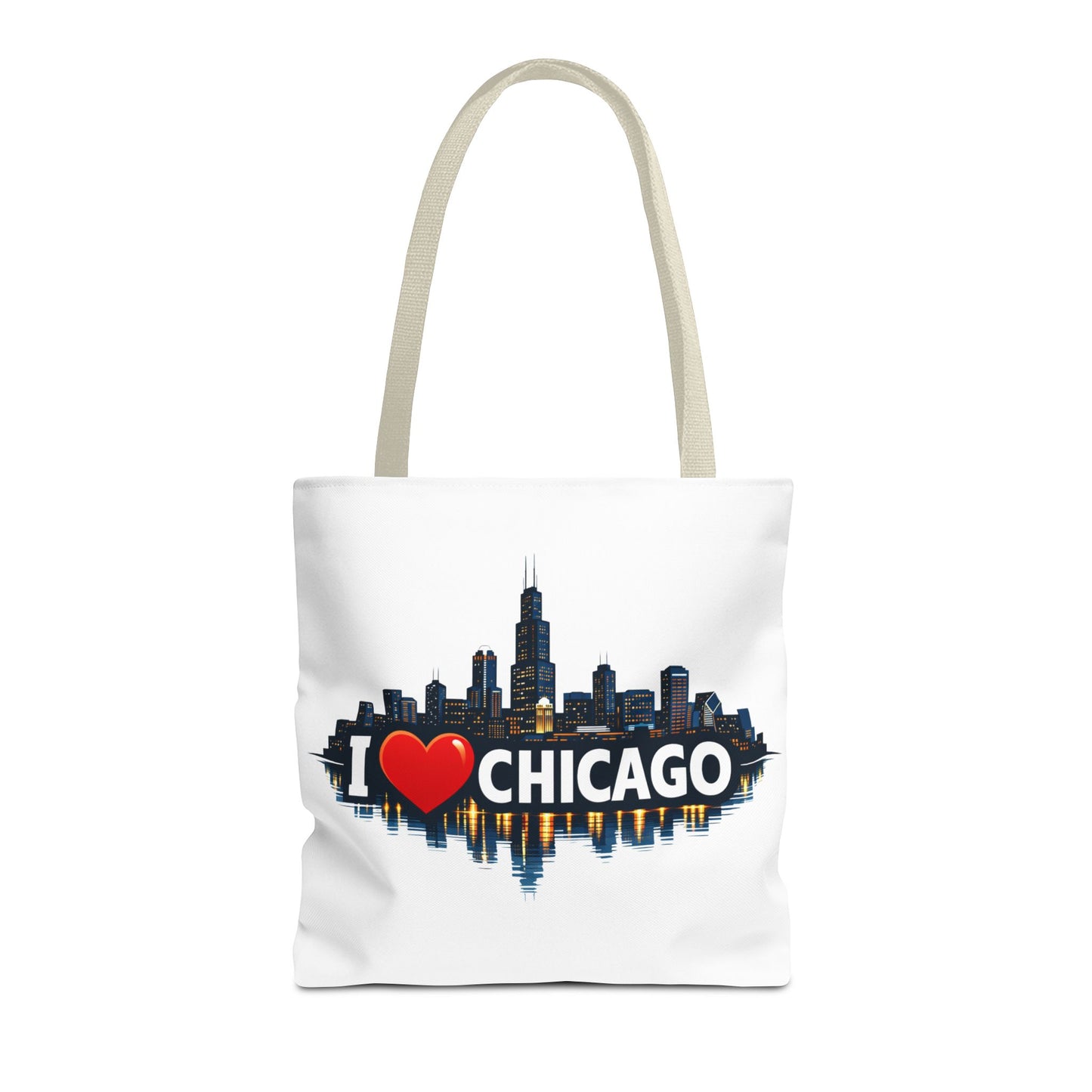 I  Chicago Skyline Tote Bag — Cityscape Reversible All-Over Print Tote