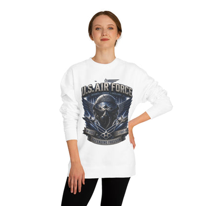 U.S. Air Force Crewneck Sweatshirt — Tactical Skull Wings "Defending Freedom"