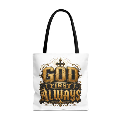 God First Always Tote Bag — Christian Faith Inspirational Canvas Tote