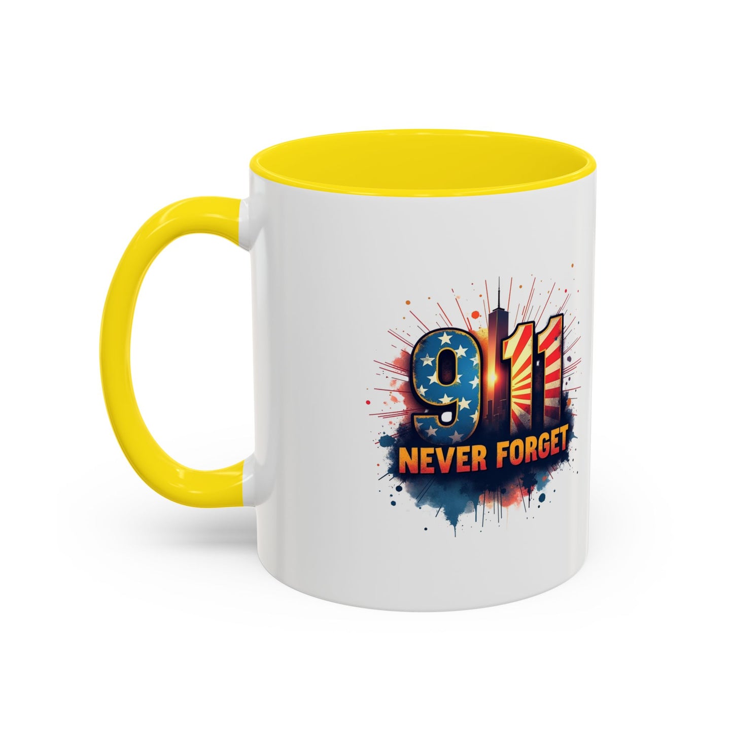 9/11 Never Forget Coffee Mug — Patriotic Memorial Accent Mug