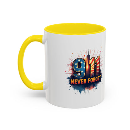 9/11 Never Forget Coffee Mug — Patriotic Memorial Accent Mug