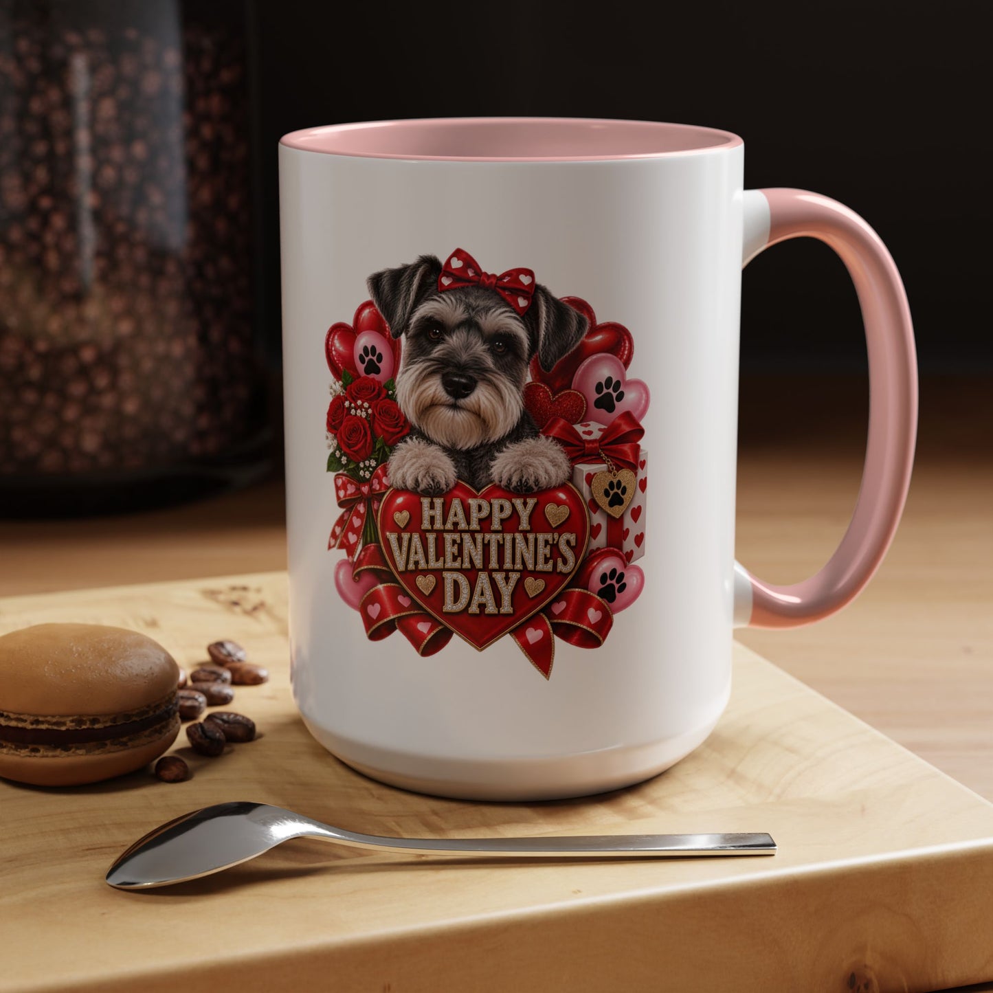 Valentine’s Day Dog Coffee Mug — "Happy Valentine’s Day" Accent Mug