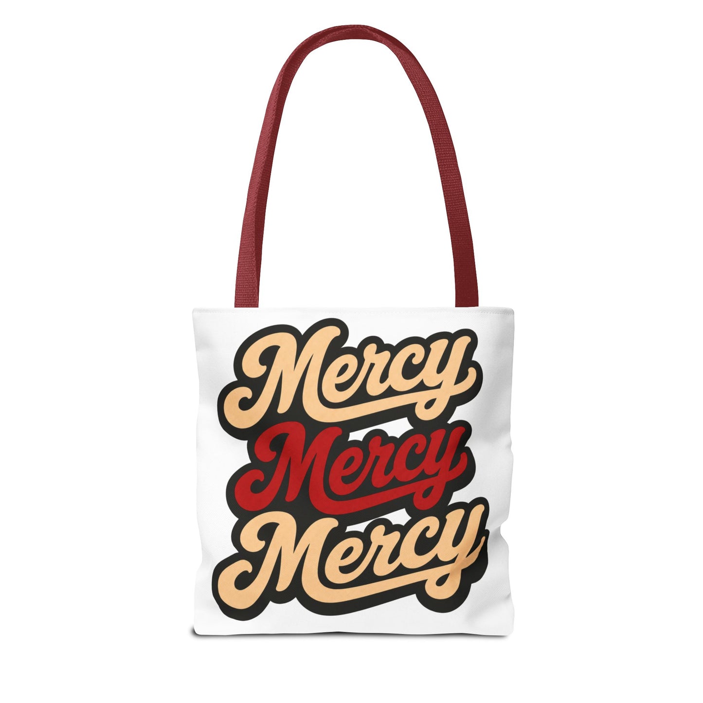 Mercy Mercy Mercy Retro Script Tote Bag — Vintage Typography Canvas Tote