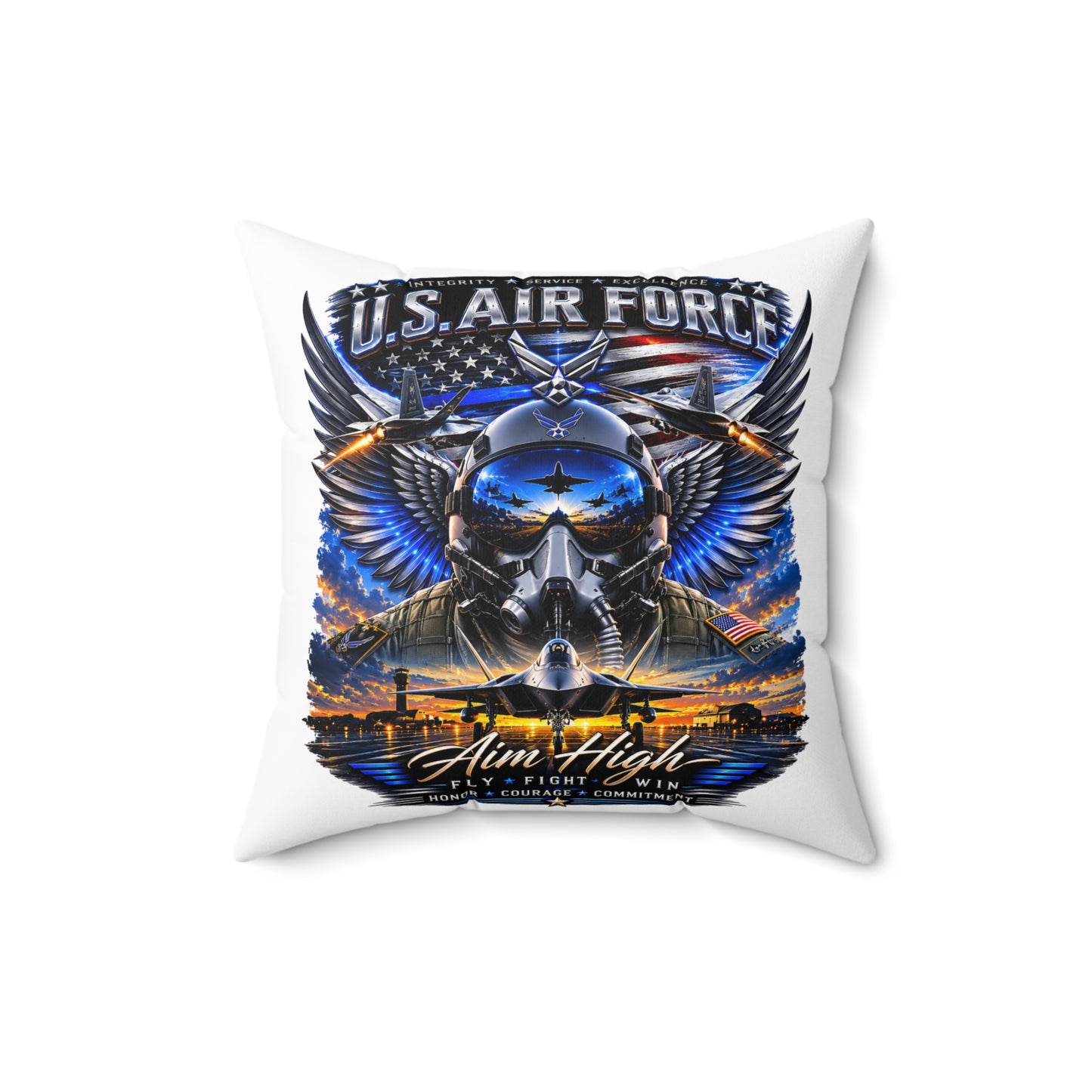 U.S. Air Force 'Aim High' Decorative Pillow — Military Aviation Throw Pillow