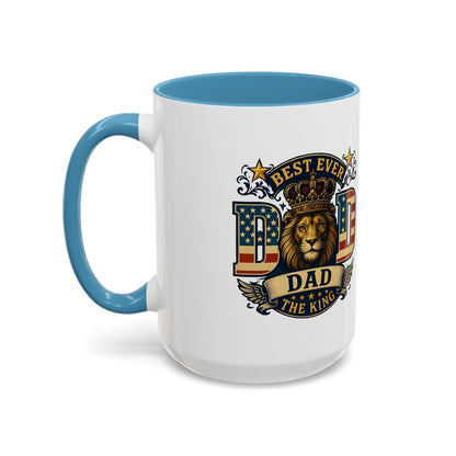 Best Ever Dad Coffee Mug — 'Dad the King' Lion Accent Mug (11/15oz)