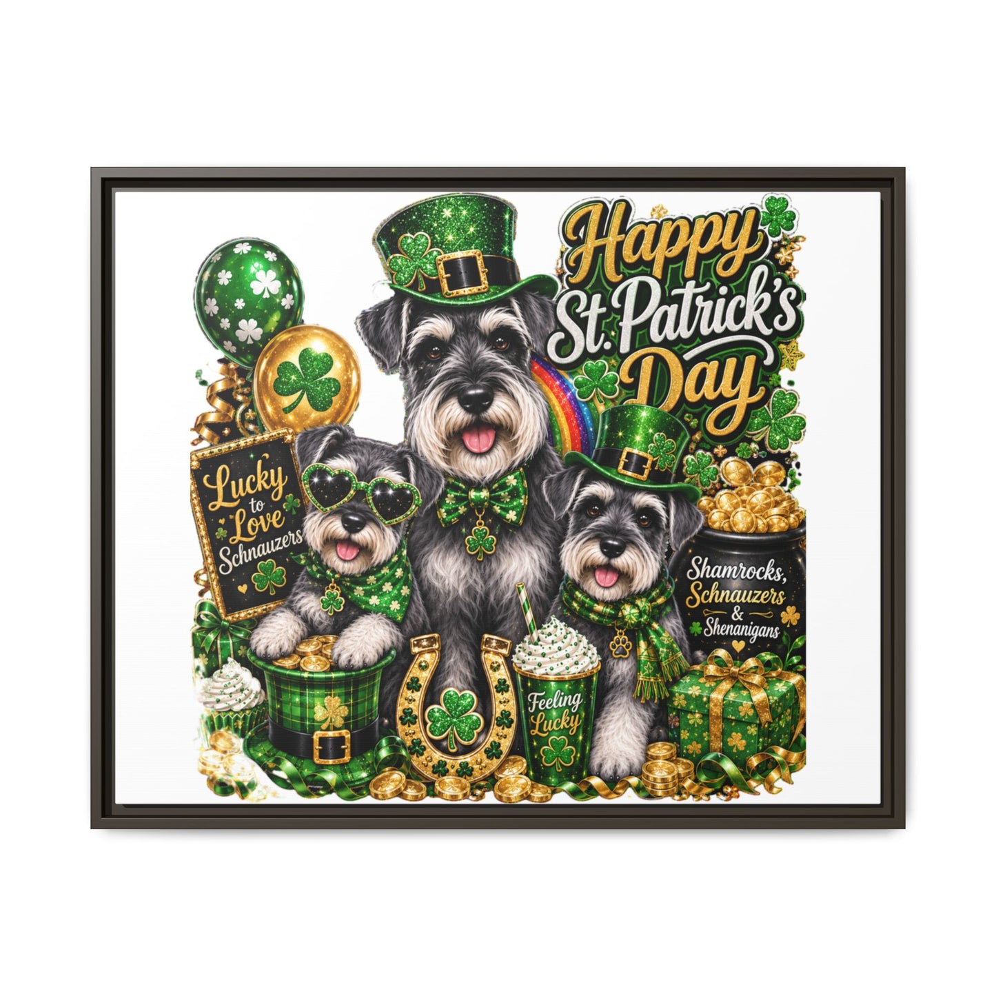 Happy St. Patrick's Day Schnauzer Canvas Print