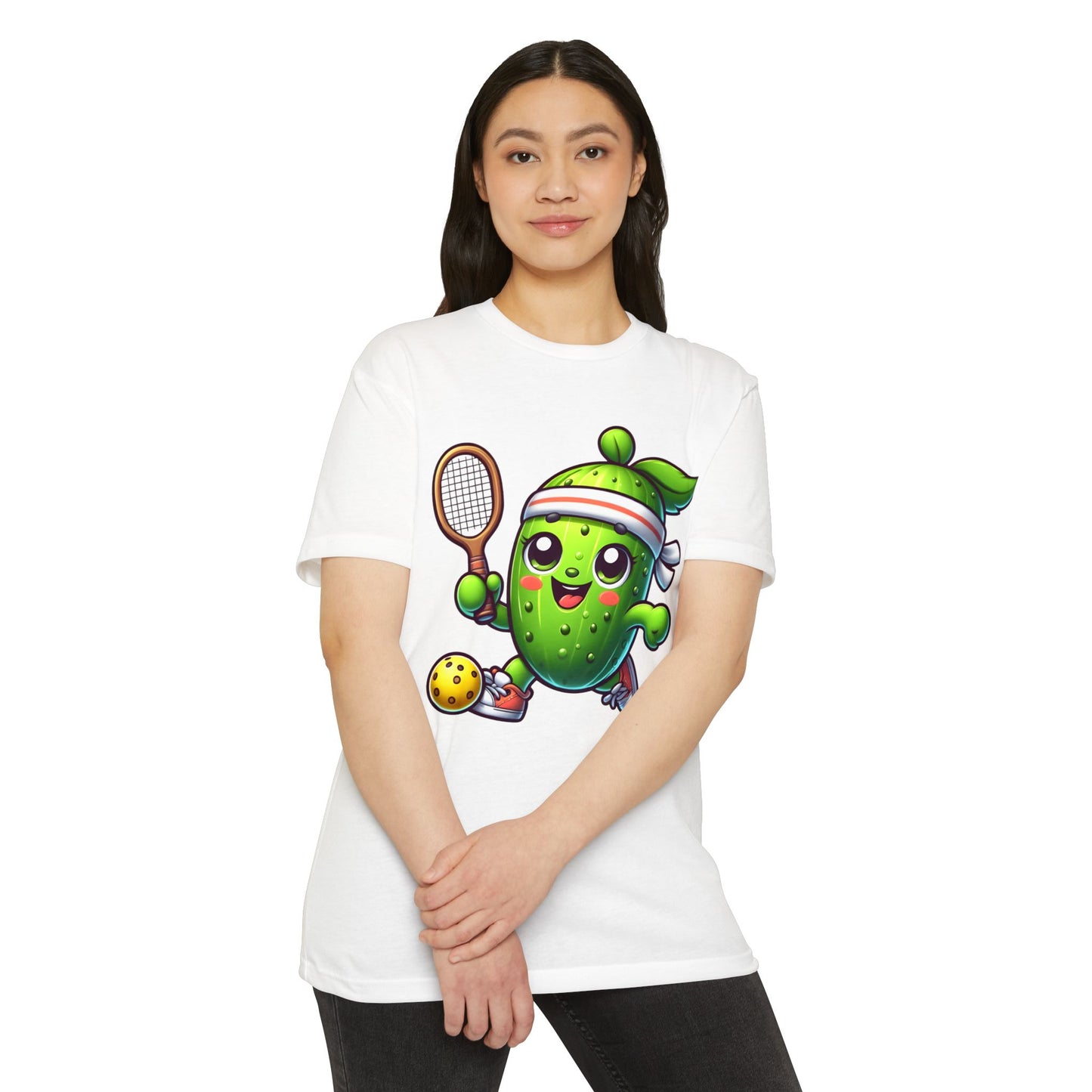 Pickle Tennis Player T-Shirt — Cute Pickle Playing Pickleball Graphic Tee