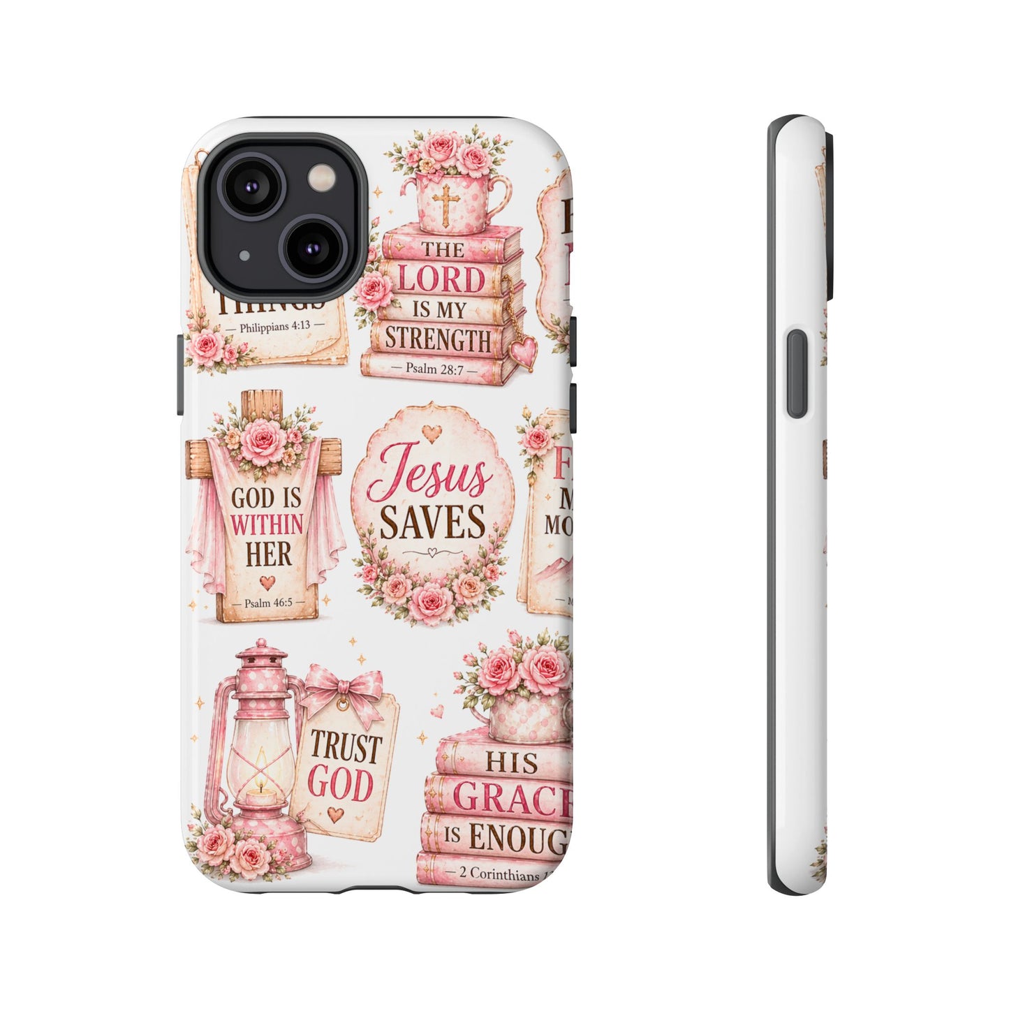 Faith Phone Case — 'Jesus Saves' Floral Christian Scripture iPhone Case