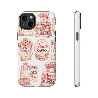 Faith Phone Case — 'Jesus Saves' Floral Christian Scripture iPhone Case