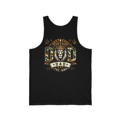Dad Tank Top — "Best Ever Dad The King" Lion Graphic Fathers Day Gift