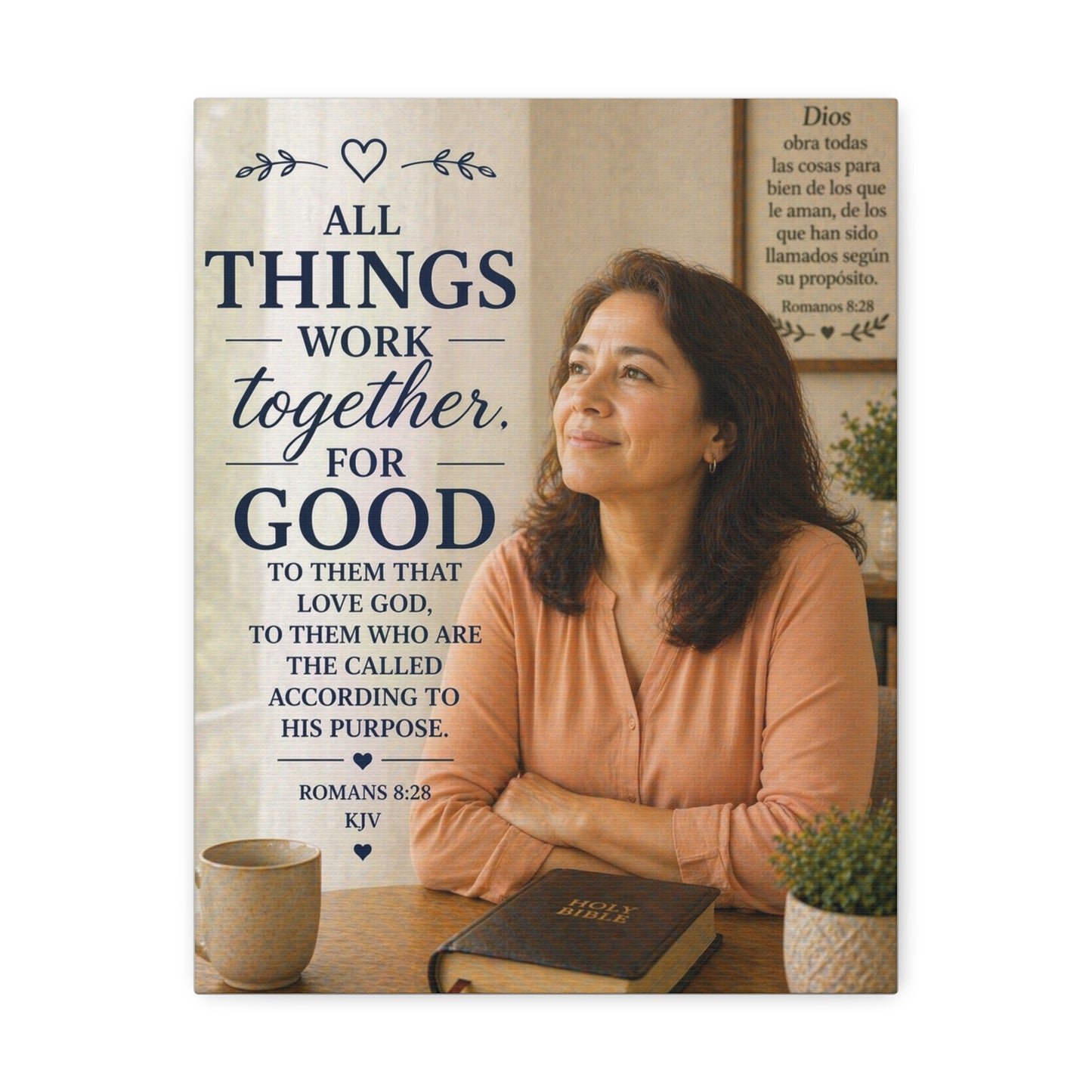 All Things Work Together for Good Canvas Wall Art — Romans 8:28 Christian Faith Print
