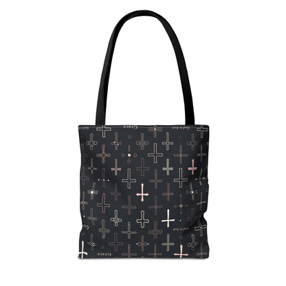 Cross Pattern Tote Bag — Faith & Grace Religious All-Over Print Tote