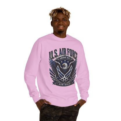 U.S. Air Force Crewneck Sweatshirt — "Above All, Aim High" Graphic