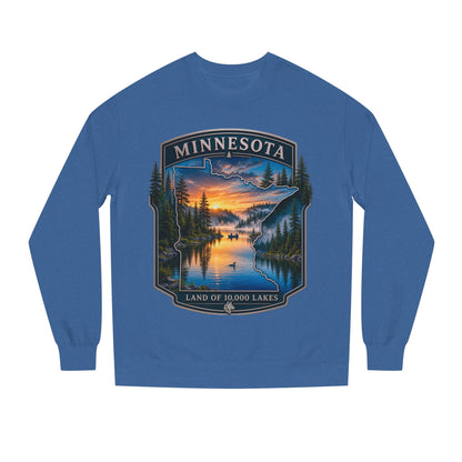 Minnesota Lakes Crewneck Sweatshirt — 'Land of 10,000 Lakes' Sunset Scenic Sweatshirt