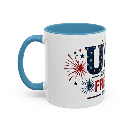 USA 250 Years of Freedom Accent Coffee Mug – 1776–2026 Patriotic Fourth of July Gift