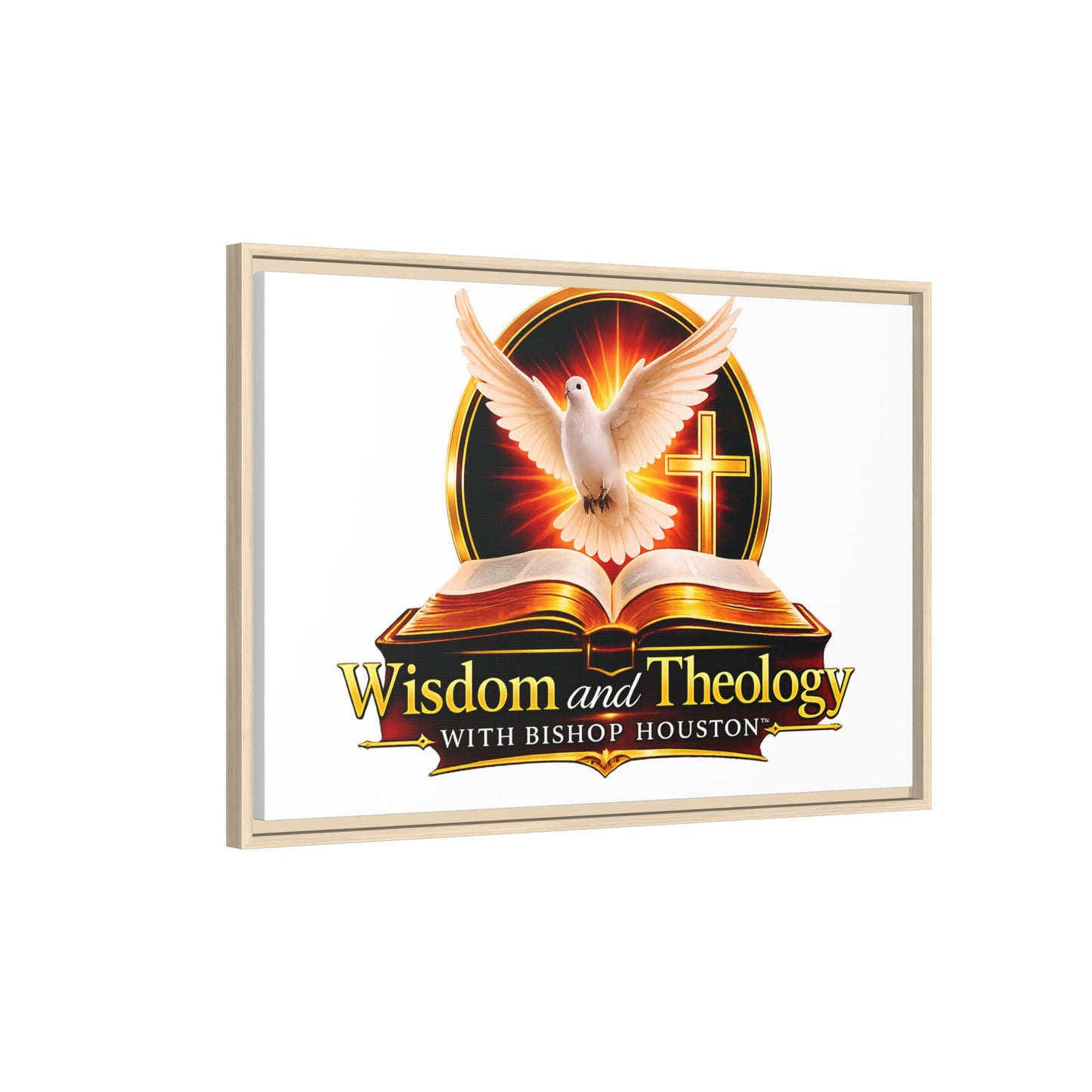 Framed Canvas Print — "Wisdom and Theology" Dove & Bible Wall Art