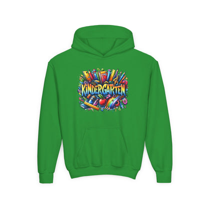 Kindergarten Kids Hoodie — Colorful School Supplies Back-to-School Sweatshirt