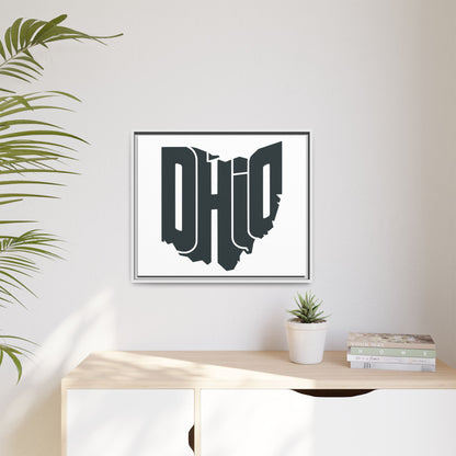Ohio State Shape Matte Canvas Wall Art — Framed Modern State Typography Print