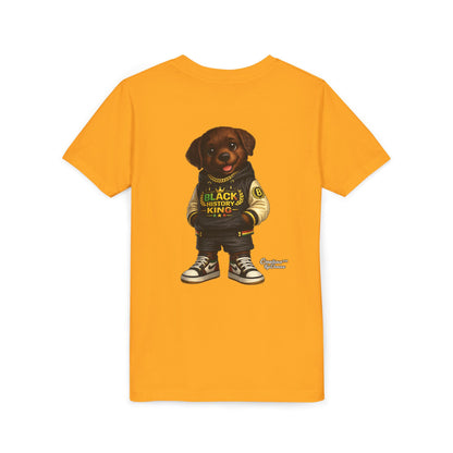 Youth Tee — 'Black History King' Puppy Graphic Shirt