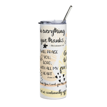 Give Thanks To The Lord Stainless Steel Tumbler 20oz Christian Travel Mug