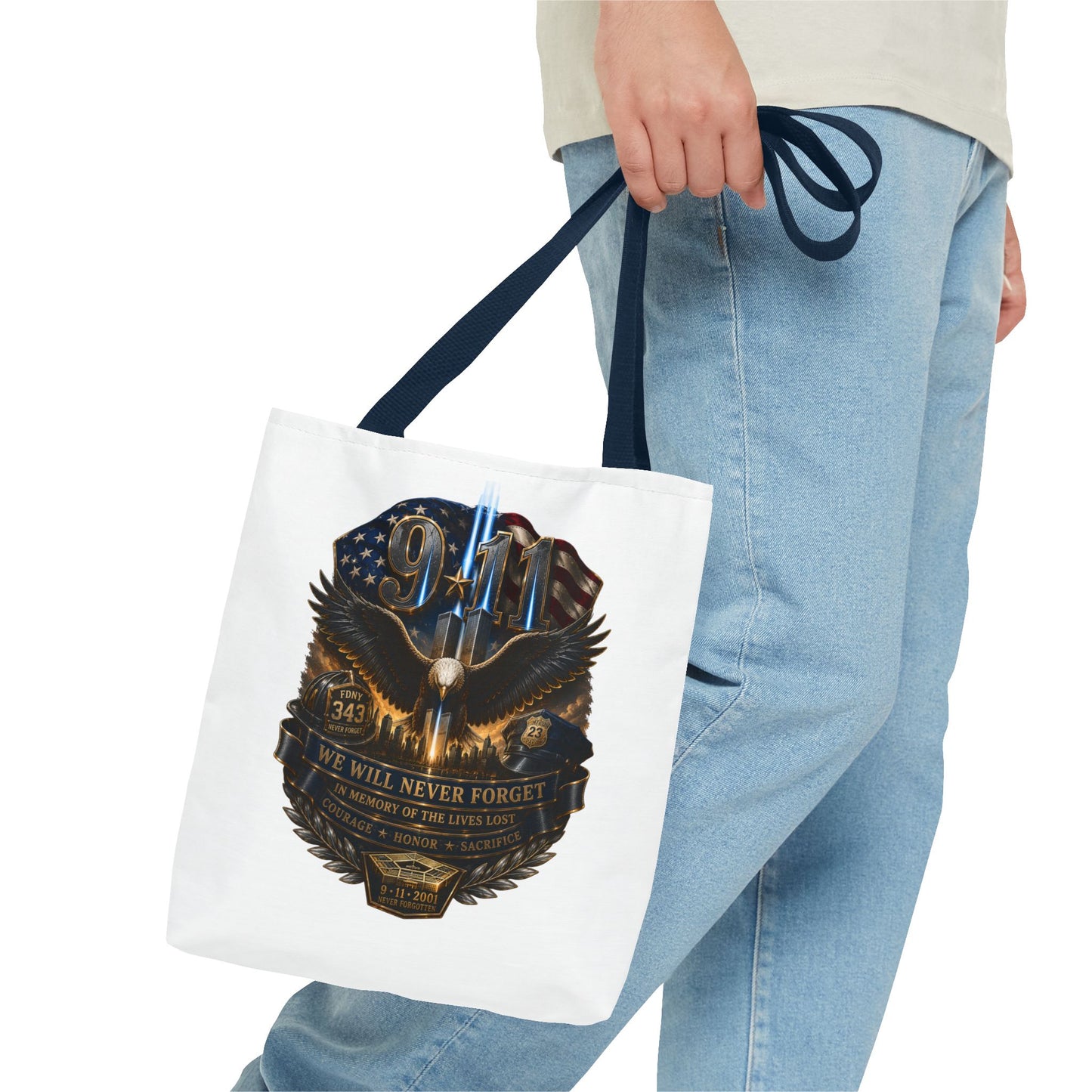 9/11 Memorial Eagle Tote Bag – Never Forget Tribute Tote