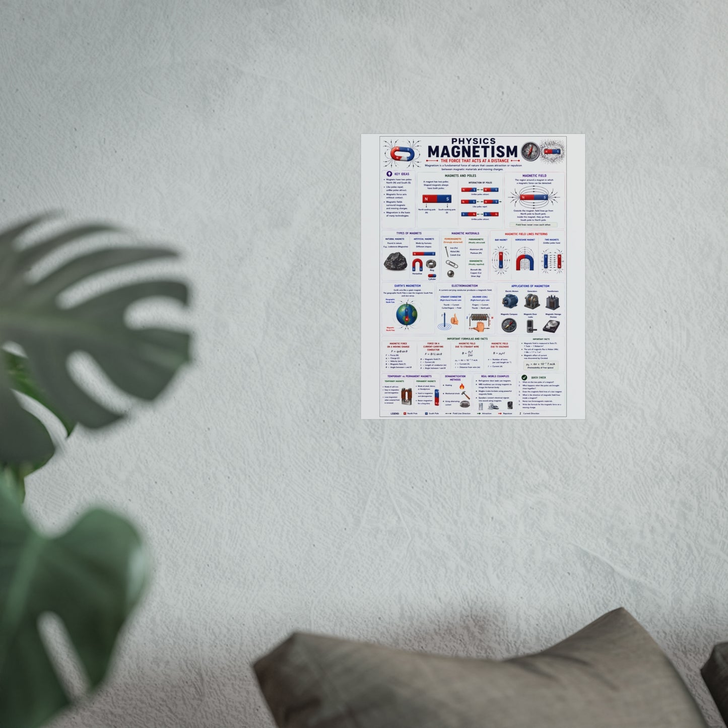 Magnetism Physics Poster — Educational Fine Art Science Print