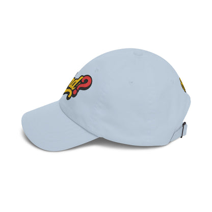 Dad Cap with Retro "And?" Script Embroidered Patch