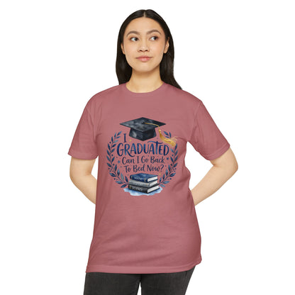 Graduation T-Shirt - "I Graduated, Can I Go Back to Bed Now?" Cap & Books Tee