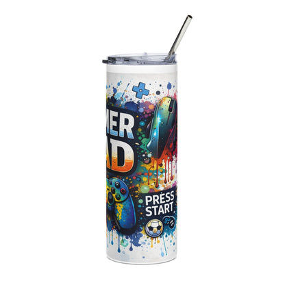 Gamer Dad 20oz Stainless Steel Tumbler – Colorful Controller & Headset Design