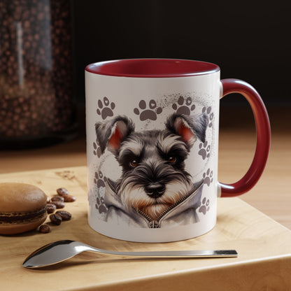 Schnauzer Paw Print Accent Coffee Mug (11/15oz)