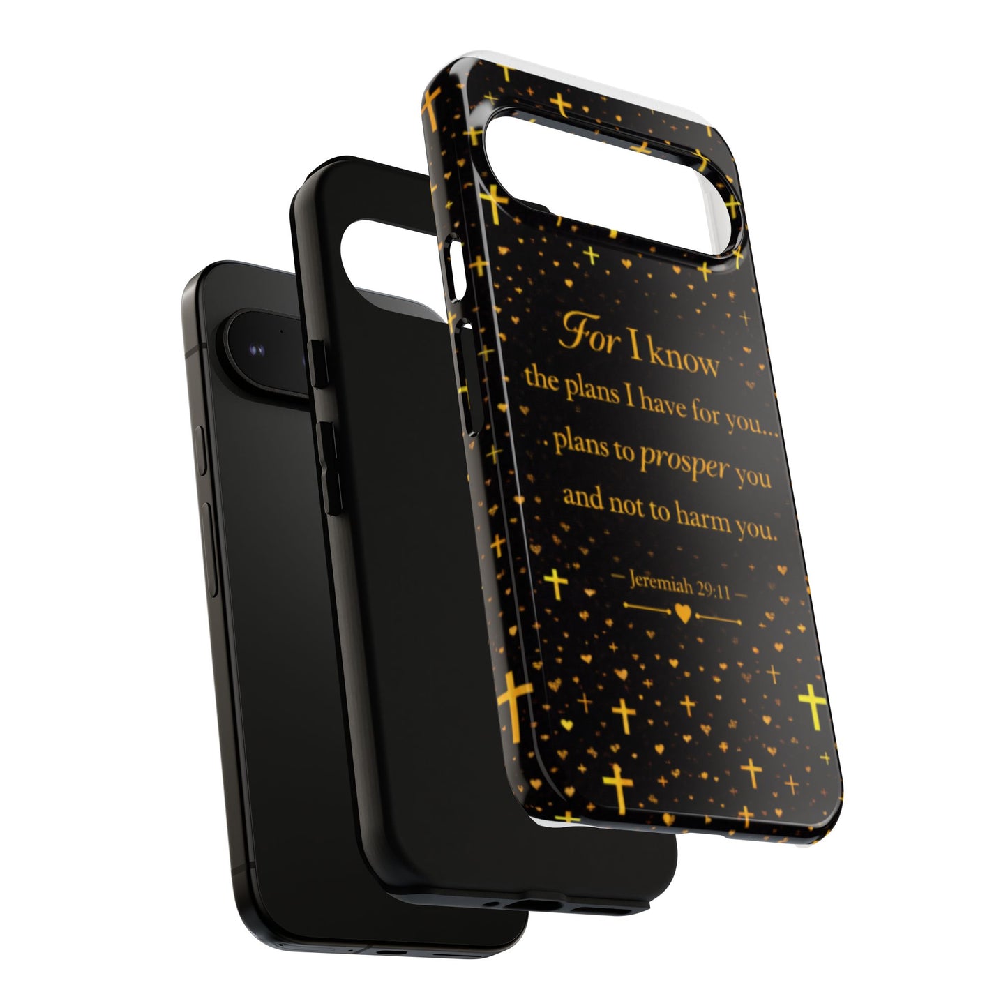 Phone Case — "For I Know" Jeremiah 29:11 Gold Cross Christian Tough Case