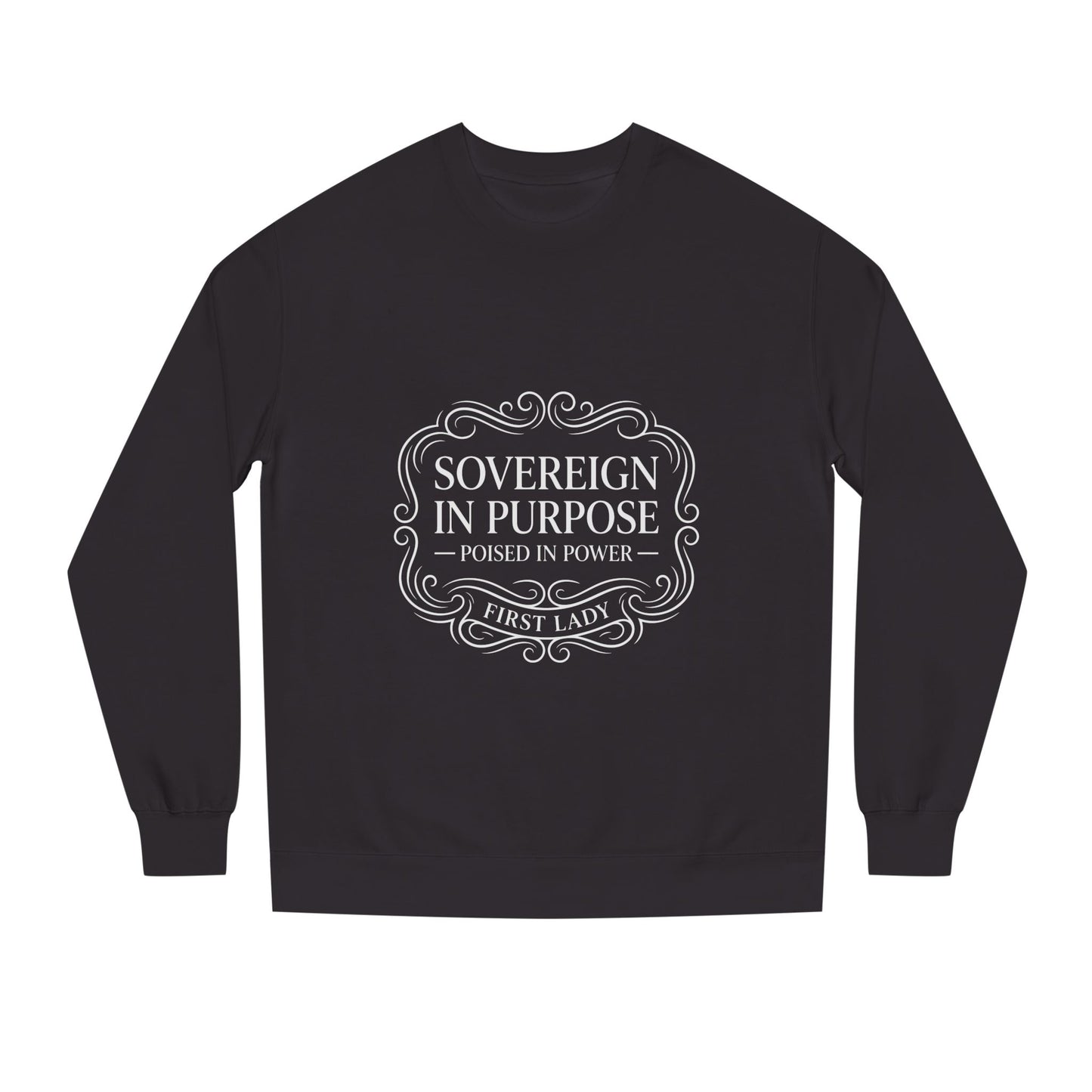 White Crewneck Sweatshirt — Subtle Embossed 'Nowhere to Be Found' Minimal Design
